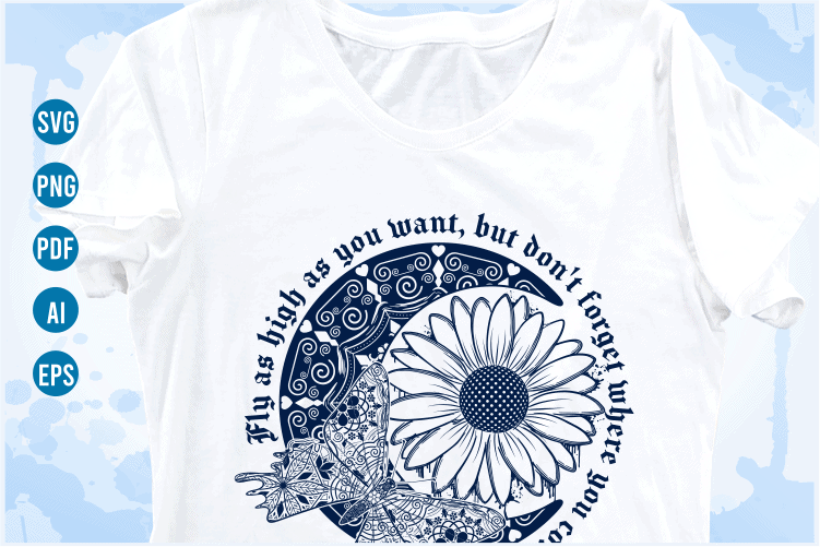 Mandala Butterfly Sunflower and Moon With Quotes T Shirt Svg