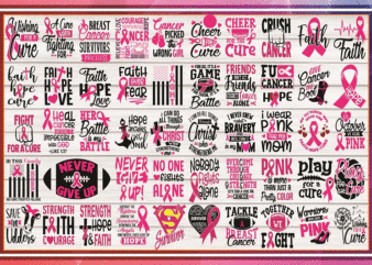 Combo 50 Breast Cancer SVG, DXF, PNG, Breast Cancer Svg, Cancer Awareness Svg, Cancer Survivor Svg, Fight Cancer Svg, Cricut File 983531177