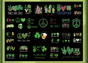 34 Peace Love St. Patrick’s Day PNG Bundle, Gnome Patricks Day PNG, St Patrick’s Day Png, Peace Love Png, Peace Love Clover Sublimation Png 967253285