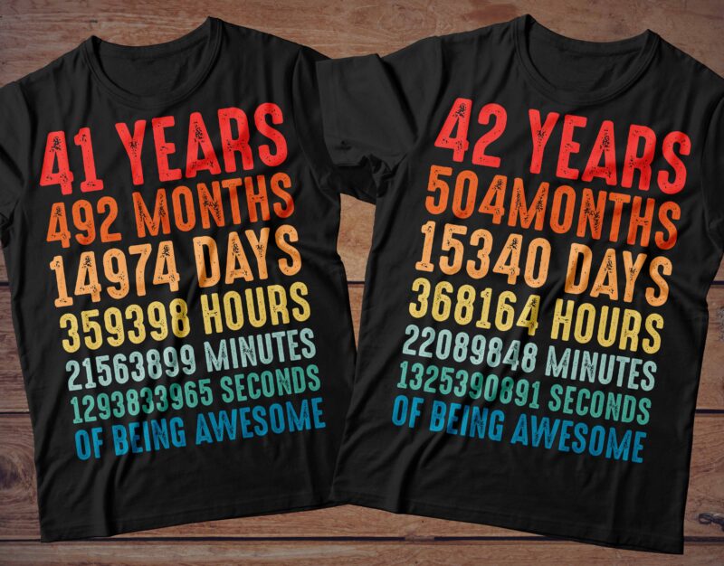 1 year to 60 Years of being awesome t-shirt design Bundle, 1-60 year of being awesome Bundle SVG, Birthday vintage t shirt, Happy birthday tshirt Bundle, Funny Birthday Bundle, Birthday