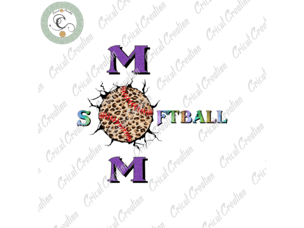 Softball sport , leopard softball mom diy crafts, breaking wall png files , leopard softball background silhouette files, trending cameo htv prints t shirt template vector
