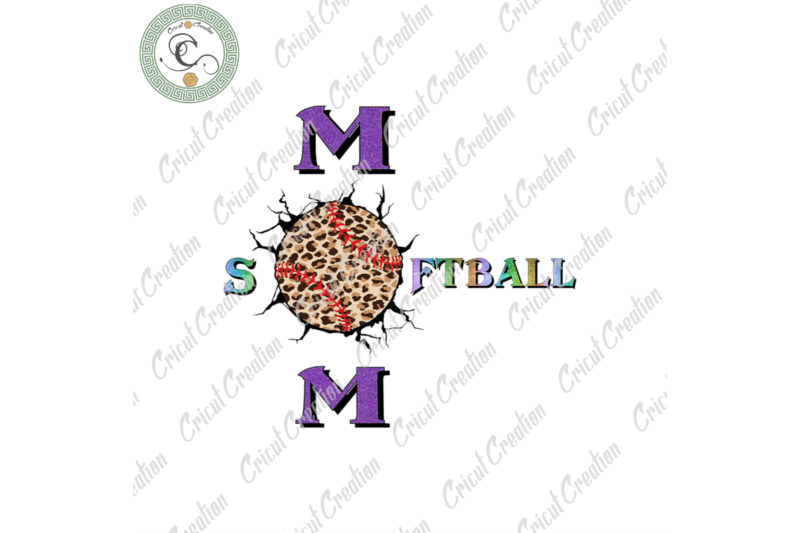 Softball Sport , Leopard Softball Mom Diy Crafts, Breaking Wall PNG Files For Cricut, Leopard Softball Background Silhouette Files, Trending Cameo Htv Prints