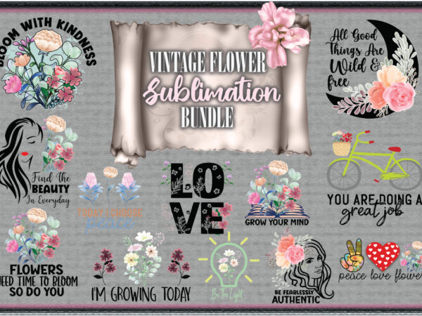 Vintage flower bundle sublimation t shirt vector art