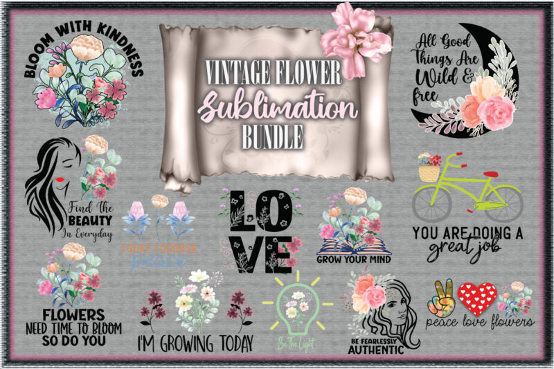 Vintage Flower Bundle Sublimation