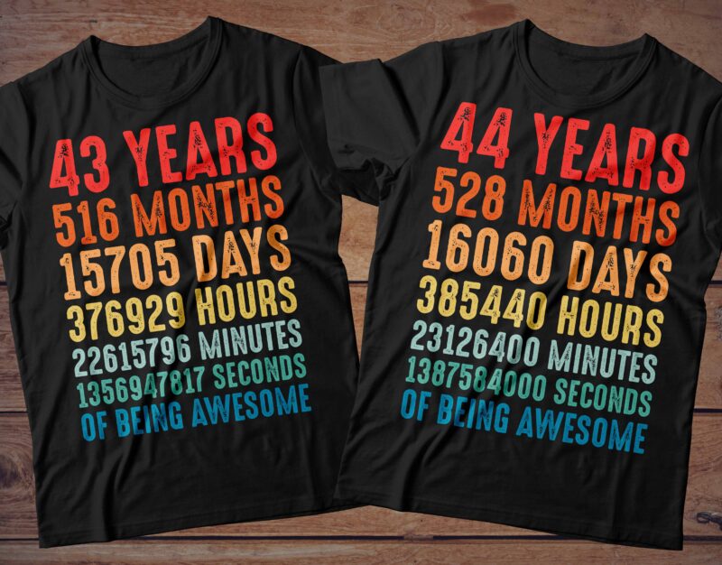 1 year to 60 Years of being awesome t-shirt design Bundle, 1-60 year of being awesome Bundle SVG, Birthday vintage t shirt, Happy birthday tshirt Bundle, Funny Birthday Bundle, Birthday