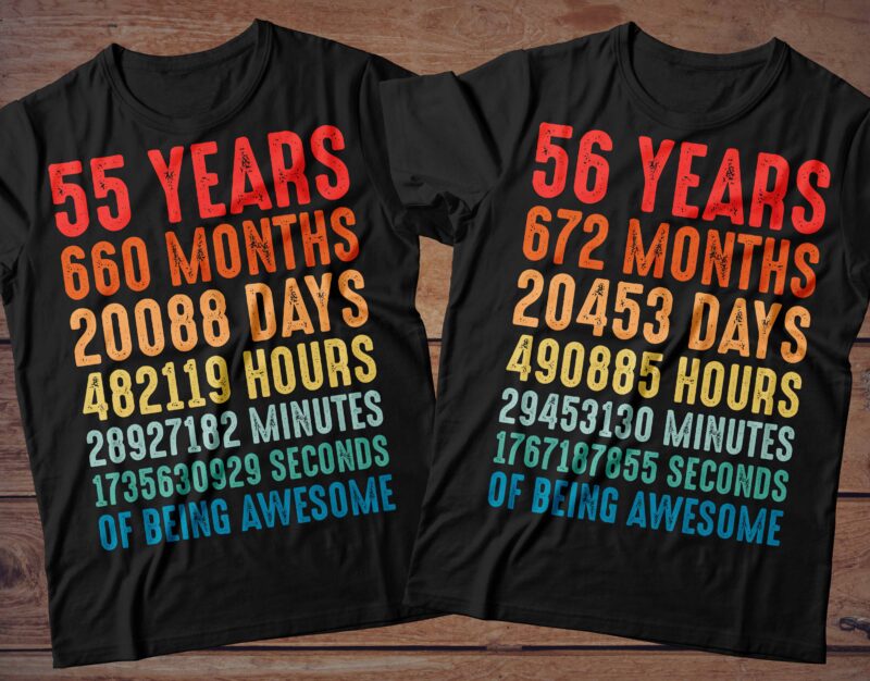 1 year to 60 Years of being awesome t-shirt design Bundle, 1-60 year of being awesome Bundle SVG, Birthday vintage t shirt, Happy birthday tshirt Bundle, Funny Birthday Bundle, Birthday