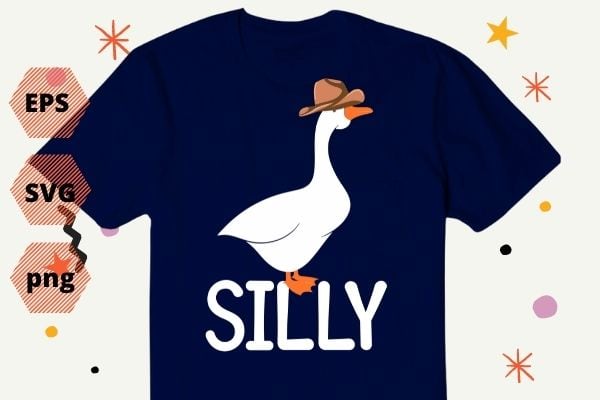 Silly Goose cowboy hat T-shirt design svg, mothers goose day, funny duck, cowboy goose duck, vintage, cool