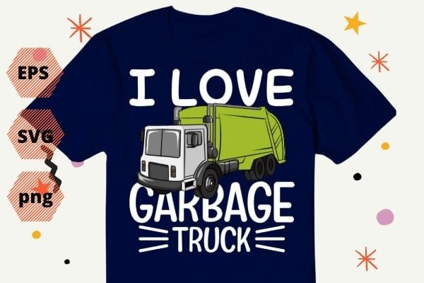 I love Garbage Truck Retro Recycling Trash Garbage Truck T-shirt design svg, Vintage, Sunset, Recycling, Trash, Garbage truck, vector eps