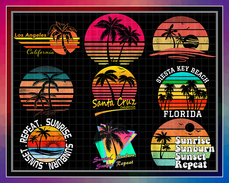Bundle 38 Sunset Retro Png, Retro 1980s 1990s Png, Summer Holiday, Vintage Retro Sunrise Palm Trees Png, Adventure png, Vaporwave Palm Trees, Digital Download 996952859