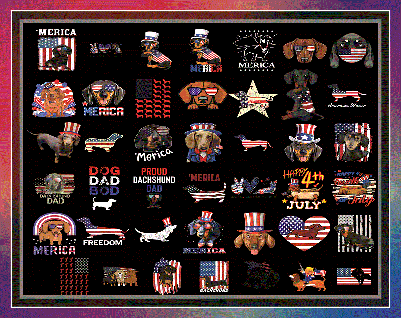 Combo 150 Dachshund merica PNG, Bundle png, Dachshund Merica handmade, 4th of July Png, Digital Download 999228784