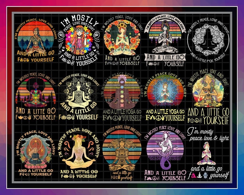 Combo 35 Designs I’m Mostly Peace Love and Light Png Bundle, Yoga Lover Png, Namaste png, Yoga Women Png, Digital Download 981577754