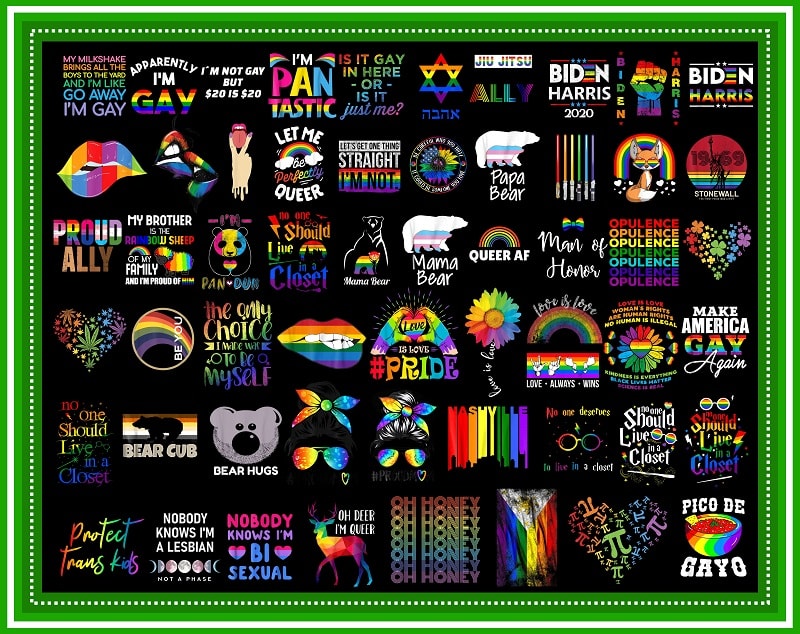 100 Designs LGBT Png Bundle, Gay, Bisexual Pride Png, Bisexual Pride With Love, Rainbow, We are All Human Design For Print, Digital Download 982931352