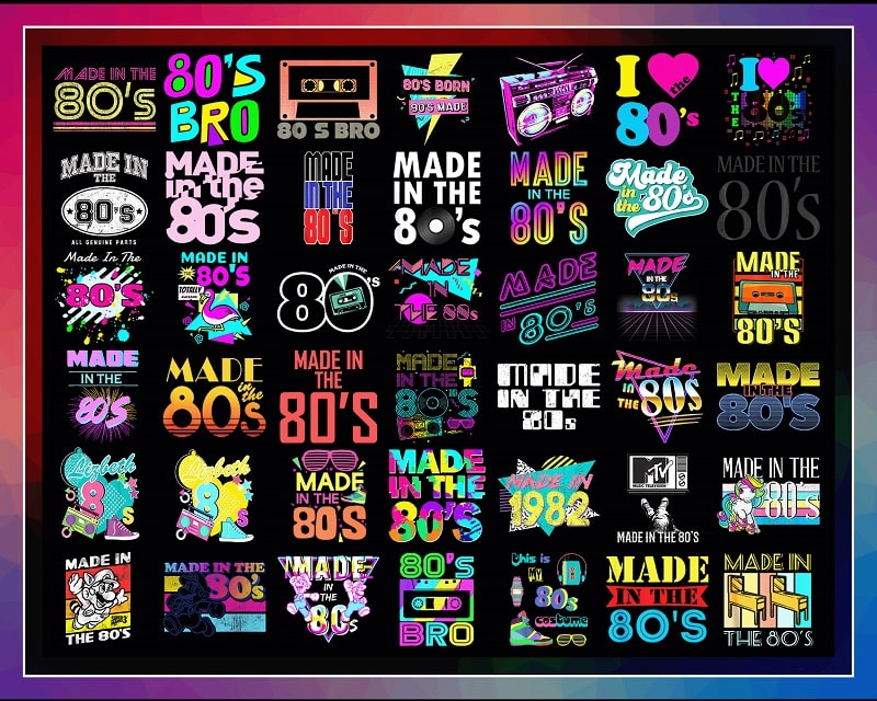 50 File PNG Bundle, Made in 80’s PNG, Retro png, Vintage 1980S Design, Nostalgia Design, Vintage design 80’s, Digital download 999902232