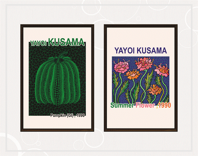 Yayoi Kusama Set of 9 Prints, Gallery Wall Set, Exhibition Wall Art, Yayoi Kusama Poster, Museum Exhibition, Printable Wall Art, Digital Art 1071389984