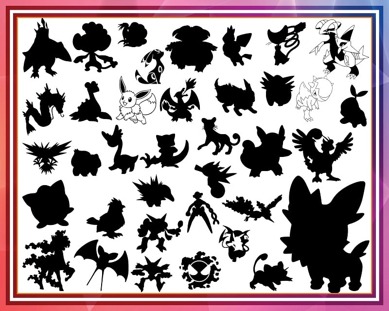 100 Designs Pokeman SVG Bundle, Pokemon Characters, Pokemon svg black white, Pokemon silhouette, Pikachu clipart svg, Files For Cricut 1028433609