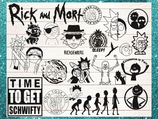 Bundle 64 rick and morty clipart, rick and morty characters png svg, time to get schwifty png, silhouette, svg, png, digital download 1036485297 t shirt template