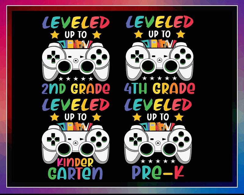 Bundle 8 Back To School Png, Leveled Up To Kindergarten Pre-K 1st-5th Grade Bundle PNG, Level Up tp Preschool Png, Digital Download 1036207110