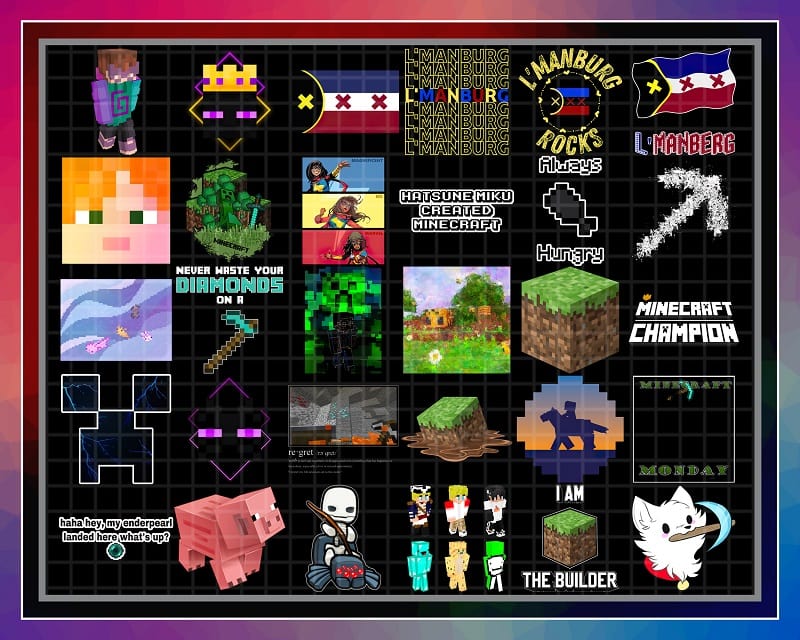 107 Minecraft T-Shirt PNG Bundle, Minecraft Champion, I am The Builder, L’Manberg Png, Mumbo Jumbo, T Shirt Mug Bundle, Digital Download 1016399889