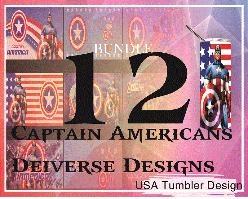 Combo 12 Captain America Diverse Designs Tumber, 20oz Skinny Straight,Template for Sublimation,Full Tumbler, PNG Digital Download 1014533239