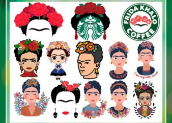 Bundle 33 Frida Png Designs, Frida Clipart, Drawn Fridas, Fridas Portrait Png, Frida Starbucks Coffee Labels, Silhouette, Svg, Png 1036481481