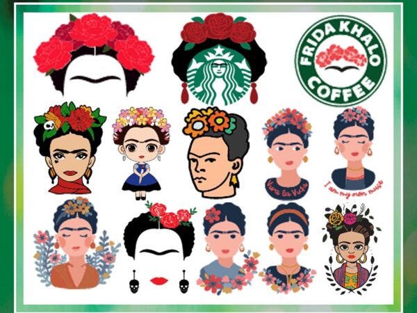 Bundle 33 frida png designs, frida clipart, drawn fridas, fridas portrait png, frida starbucks coffee labels, silhouette, svg, png 1036481481