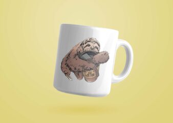 Trending gifts, Sloth Hold Coffee Cup Diy Crafts, Coffee Lover Svg Files For Cricut ,Brown Sloth Silhouette files, Trending Cameo Htv Prints t shirt designs for sale