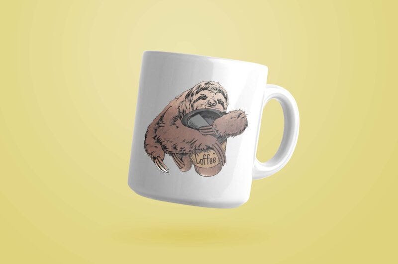 Trending gifts, Sloth Hold Coffee Cup Diy Crafts, Coffee Lover Svg Files For Cricut ,Brown Sloth Silhouette files, Trending Cameo Htv Prints