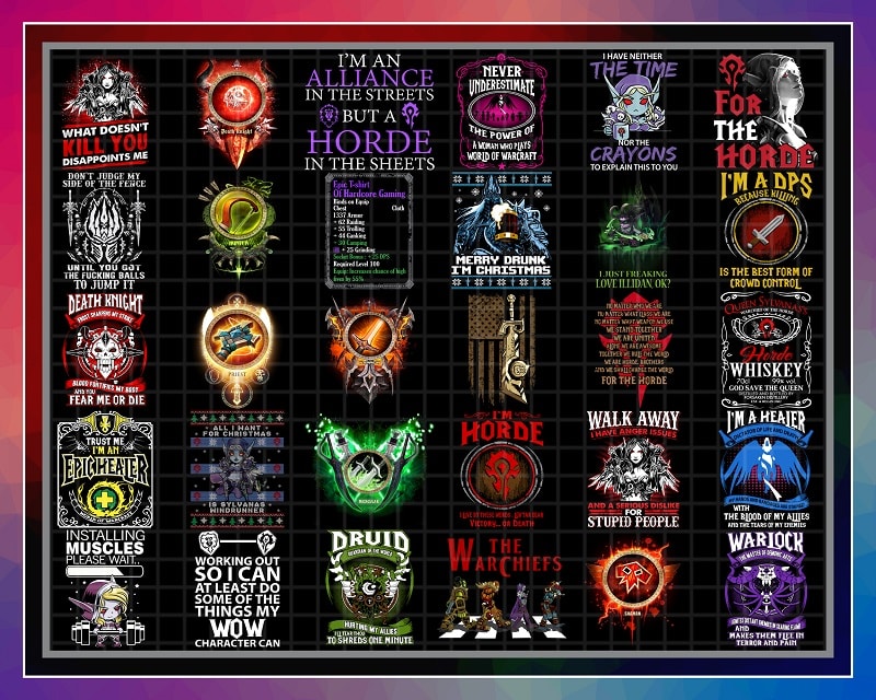 Combo 84 Designs PNG Bundle, World Of Warcraft T-Shirt, T Shirt Mug Bundles, Digital Download 1016401579