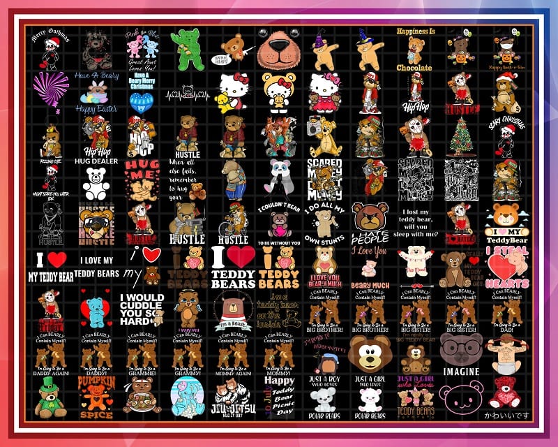 690+ Designs Teddy Bear Png Bundle, I Love Teddy Bears, Stuffed Animal Angel, Zombie, Kid Teddy, Bear Lover, Funny designs, Digital download 1018974242