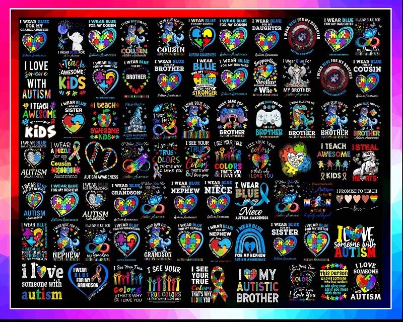 826 Autism Awareness PNG, Autism Rainbow Png, Autism Awareness png, Autism Love, Autism Gift, Autism Png, Mama Bear, Light it up Png 1019080805