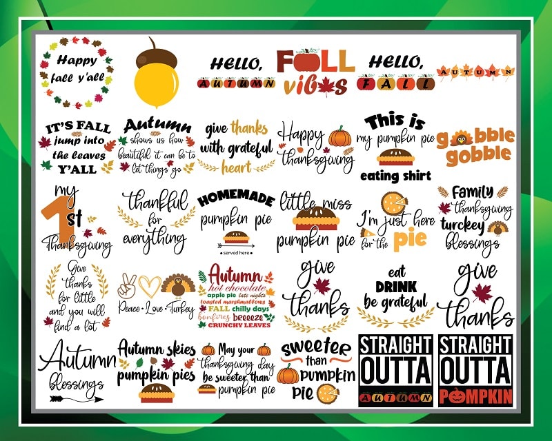 120 Fall Bundle Designs, Autumn Svg, Fall Cut File Autumn, Cut File Fall Sayings Svg, Thanksgiving Svg, Fall Quotes Svg, Fall Vector 1025621346