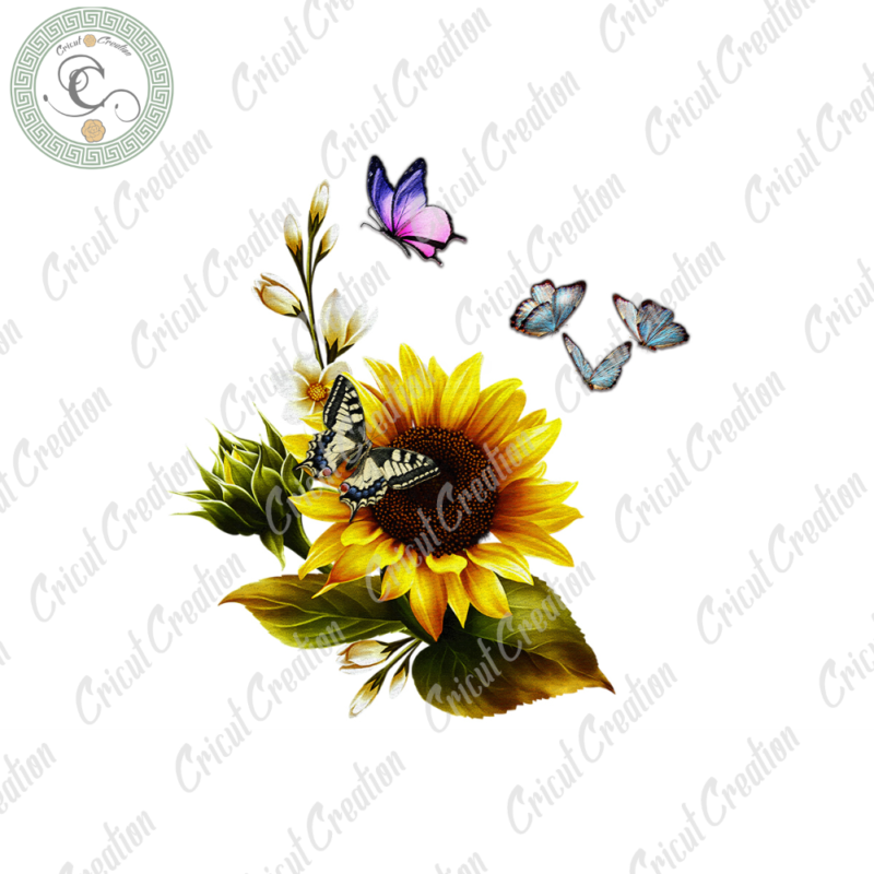 Sunflower Butterfly, Sunflower Clipart Diy Crafts,Sunflower Lover Png Files , Sunflower Pattern Silhouette Files, Sunflower Art Cameo Htv Prints
