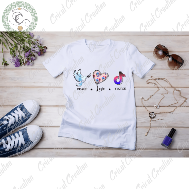 Trending Gifts , Peace Love Tiktok Diy Crafts, Dove mistletoe leaves PNG Files , Rainbow Text Background Silhouette Files, Trending Cameo Htv Prints