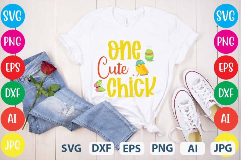 One Cute Chick svg vector for t-shirt,easter tshirt design,easter day t shirt design,easter day svg design,easter day vector t shirt, shirt day svg bundle, bunny tshirt design, easter t shirt