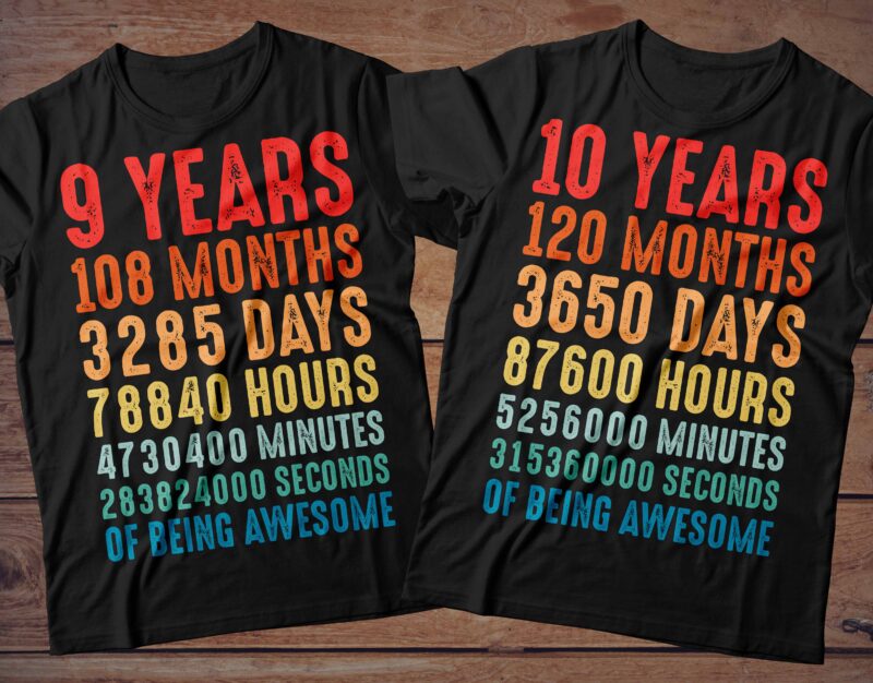 1 year to 60 Years of being awesome t-shirt design Bundle, 1-60 year of being awesome Bundle SVG, Birthday vintage t shirt, Happy birthday tshirt Bundle, Funny Birthday Bundle, Birthday