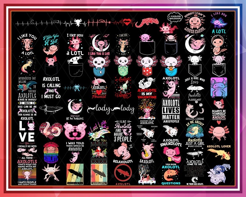 Bundle 400+ Designs Axolotl PNG, Funny Axolotl Questions, Love Axolotl, Axolotl png, Animals png, Digital Download 1027747409