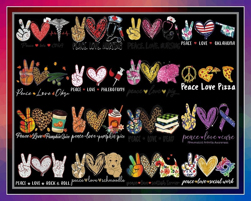 Combo 158 Designs Peace Love PNG Buindle, Peace Love Png, Sublimation Png, Sublimation Png, Digital Download 995038282