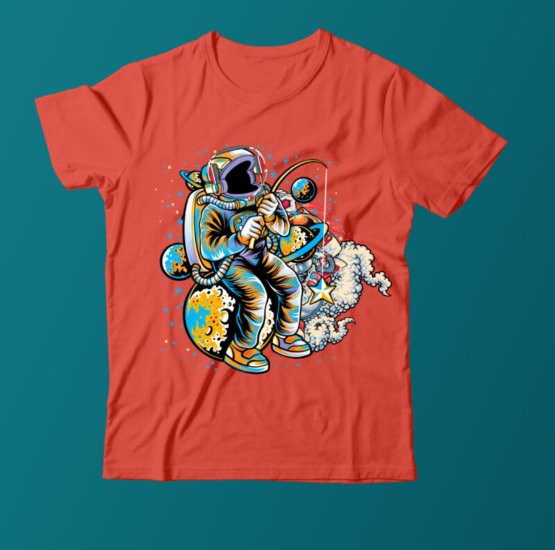 astronaut Fishing T Shirt Vector T Shirt Design ,Space war commercial use t-shirt design,astronaut T Shirt Design,astronaut T Shir Design Bundle, astronaut Vector tShirt Design, Space Illustation T Shirt Design,Space