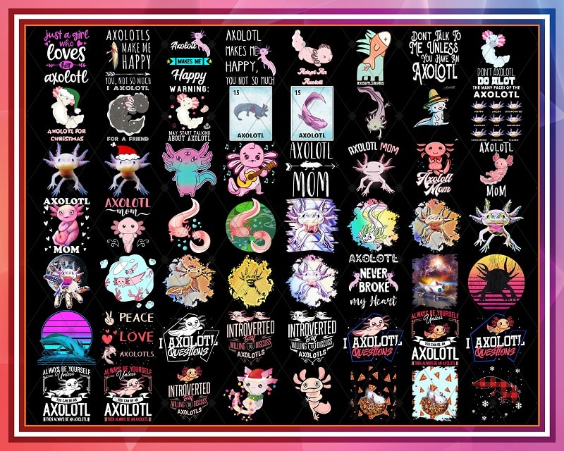 Bundle 400+ Designs Axolotl PNG, Funny Axolotl Questions, Love Axolotl, Axolotl png, Animals png, Digital Download 1027747409