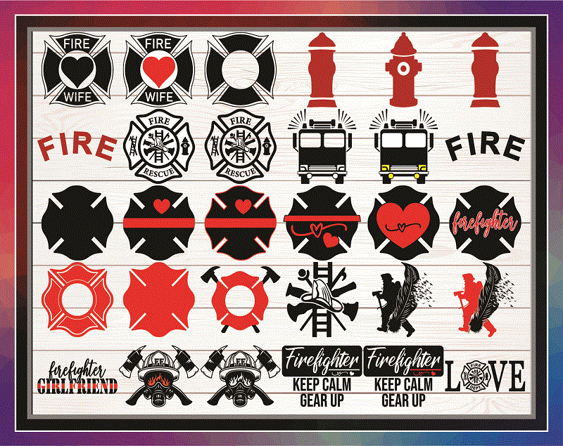 Combo 250 Firefighter Thin Red Line SVG Bundle, Distressed Flag, Wife, Mom, Maltese Cross, Daddy, Back the Red, Firefighter Heart, digital files CB867276318