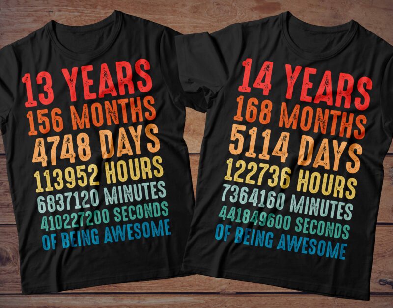 1 year to 60 Years of being awesome t-shirt design Bundle, 1-60 year of being awesome Bundle SVG, Birthday vintage t shirt, Happy birthday tshirt Bundle, Funny Birthday Bundle, Birthday