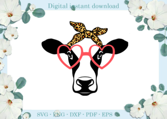 Trending gifts Cow Wear Leopard Turban and Glasses, Diy Crafts Racing Svg Files For Cricut, Trending Silhouette Sublimation Files, Cameo Htv Prints