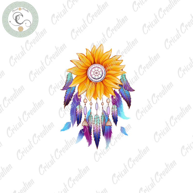 Sunflower Dreamcatcher , Sunflower Dreamcatcher Clipart Diy Crafts, Dreamcatcher Watercolor Png Files , Sunflower Pattern Silhouette Files, Sunflower Art Cameo Htv Prints