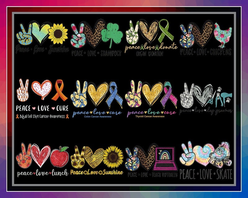 Combo 158 Designs Peace Love PNG Buindle, Peace Love Png, Sublimation Png, Sublimation Png, Digital Download 995038282
