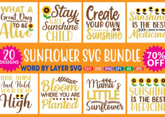 Sunflower svg Bundle, 20 svg bundle svg vector t-shirt design,Sunflower svg, half sunflower svg, sunflower monogram svg, sunflower quote svg, Cricut, Commercial use Cut files,Sunflower SVG,Floral,Bundle,T-shirt,Vinyl,Vector,Graphic,Cricut,Silhouette,Digital,Commercial use,Instant download,Sunflower Designs Svg