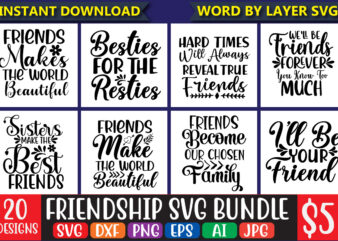 Friendship Svg Bundle Svg Vector T-shirt Design, Friends Svg, Best Friends Svg T-shirt Bundle, Besties To The Resties,best Friends T-shirt Bundle Svg, Svg Files For Cotes, Digital Download,friends Svg Bundle,