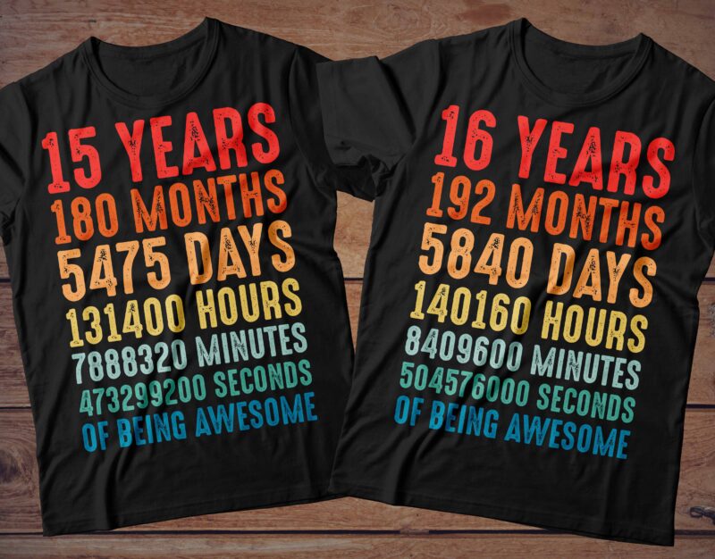 1 year to 60 Years of being awesome t-shirt design Bundle, 1-60 year of being awesome Bundle SVG, Birthday vintage t shirt, Happy birthday tshirt Bundle, Funny Birthday Bundle, Birthday