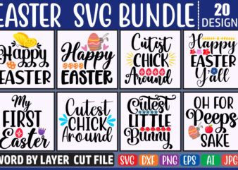 Easter Svg Bundle, vol 2 Svg Vector T-shirt Design Easter , Happy Easter Bundle Svg, Christian Svg, Bunny Svg, Cut Files For Cricut, Silhouette, Digital File, Bunny Svg,easter Bundle Dxf,