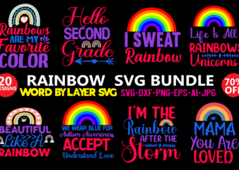 Rainbow Svg Bundle, Svg Vector T-shirt Design ,weather Svg,rainbow,cut File,kids,baby,pngt-shirt Design ,printable,cricut,silhouette,commercial Use,instant Download,rainbow Svg Bundle, Rainbow Designs Svg File, Rainbow Svg For Cricut, Boho Rainbow Svg File, Png, Cut