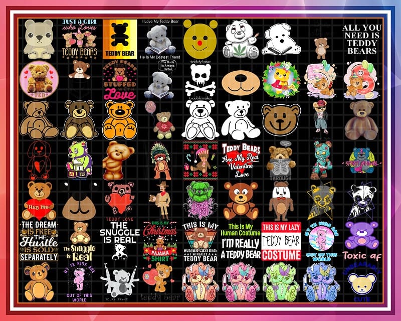 690+ Designs Teddy Bear Png Bundle, I Love Teddy Bears, Stuffed Animal Angel, Zombie, Kid Teddy, Bear Lover, Funny designs, Digital download 1018974242